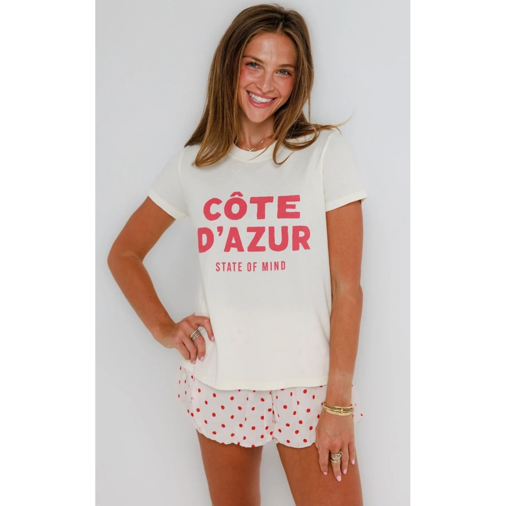 SUNNY SOMEWHERE Women's New York NYC Cult Tee LARGE T-Shirt Cote D'Azure EUC